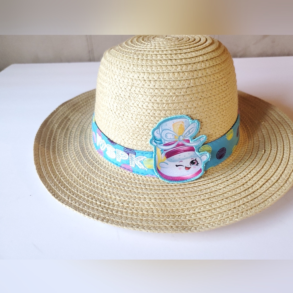 Shopkins Kids Straw Hat with Colorful Band For Girl one Size